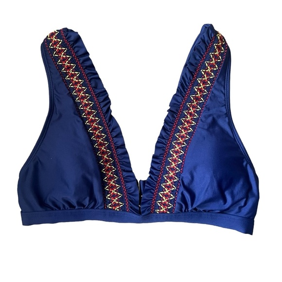Splendid Frill Seeker Navy Blue Halter Bikini Top SP22138 NWT Size Small - Picture 5 of 8